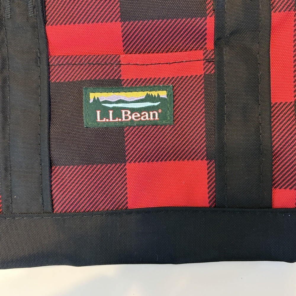 LL Bean Buffalo Check Mini Tote Bag Red Black Small Granola Outdoor Zippered - Picture 2 of 7